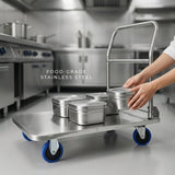 Foldable Hand Trolley 300 Kg Stainless Steel grade 304 / platform Hand Truck food grade - BAS Kuwait Bab Al Saif 