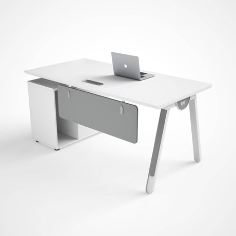 Folding Table Desk for Office - Modern Office Workstation Desk with Mobile Drawer Cabinet - BAS Kuwait Bab Al Saif 