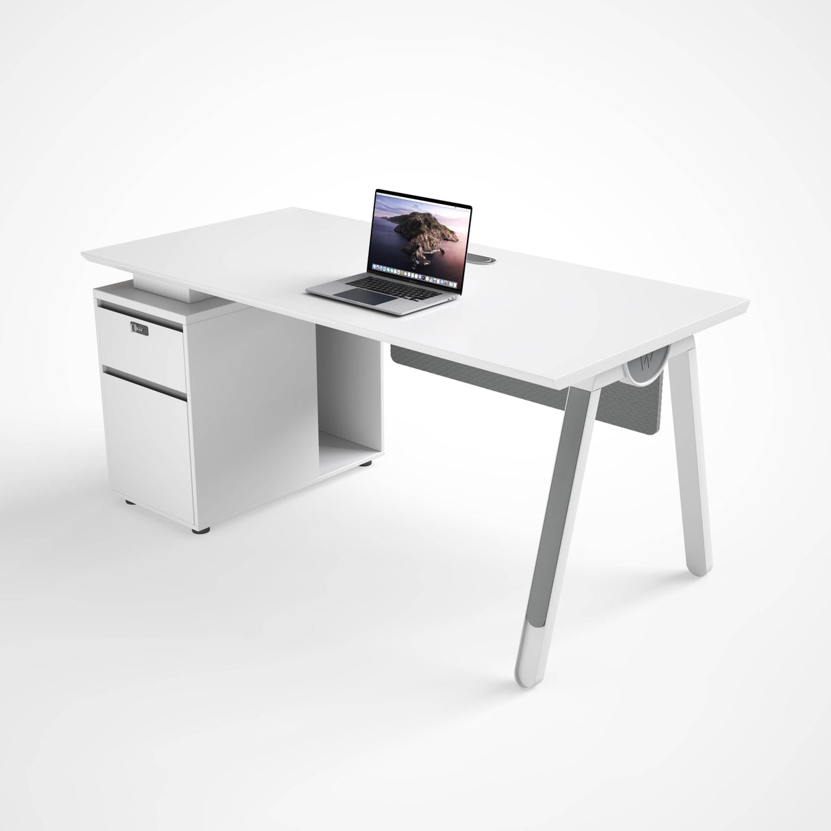 Folding Table Desk for Office - Modern Office Workstation Desk with Mobile Drawer Cabinet - BAS Kuwait Bab Al Saif 