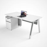 Folding Table Desk for Office - Modern Office Workstation Desk with Mobile Drawer Cabinet - BAS Kuwait Bab Al Saif 