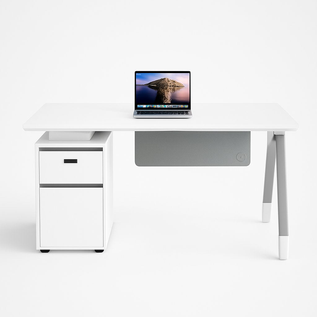 Folding Table Desk for Office - Modern Office Workstation Desk with Mobile Drawer Cabinet - BAS Kuwait Bab Al Saif 