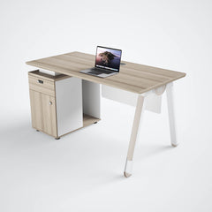 Office Desk Table - melamine high gloss with drawer Workstation Desk with Mobile Drawer Cabinet - BAS Kuwait