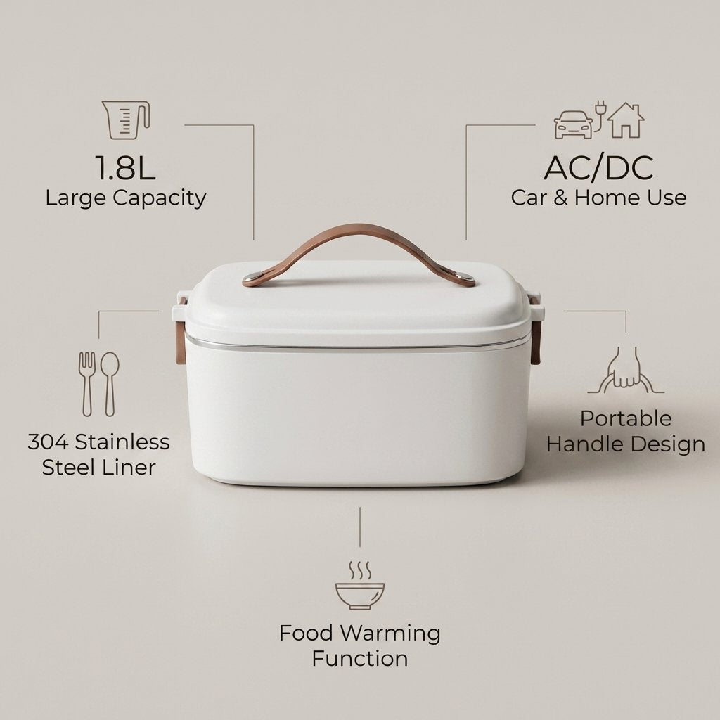 Food Warmer Car Portable Electric Heating Lunch Box for office / car (AC/DC) - BAS Kuwait Bab Al Saif 