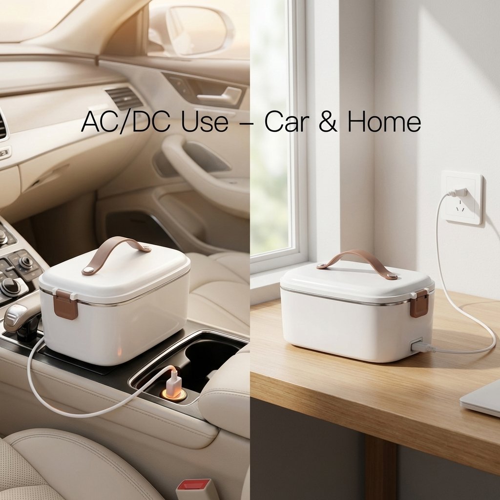 Food Warmer Car Portable Electric Heating Lunch Box for office / car (AC/DC) - BAS Kuwait Bab Al Saif 