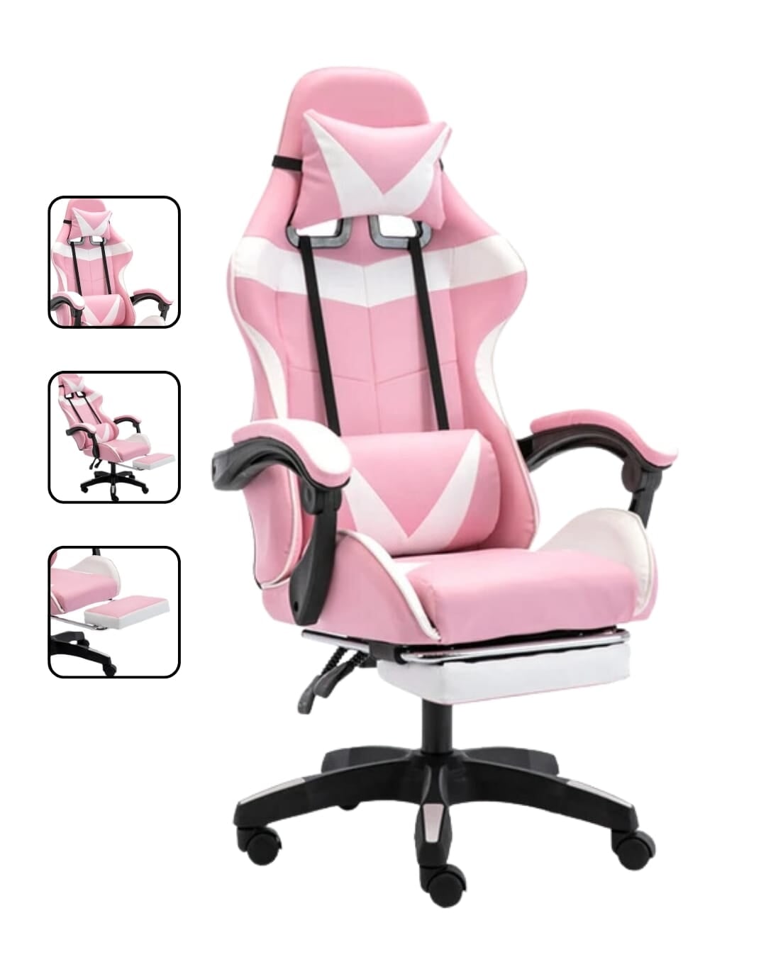 Gaming Chair with Foot rest - BAS Kuwait Bab Al Saif pink With fitting 
