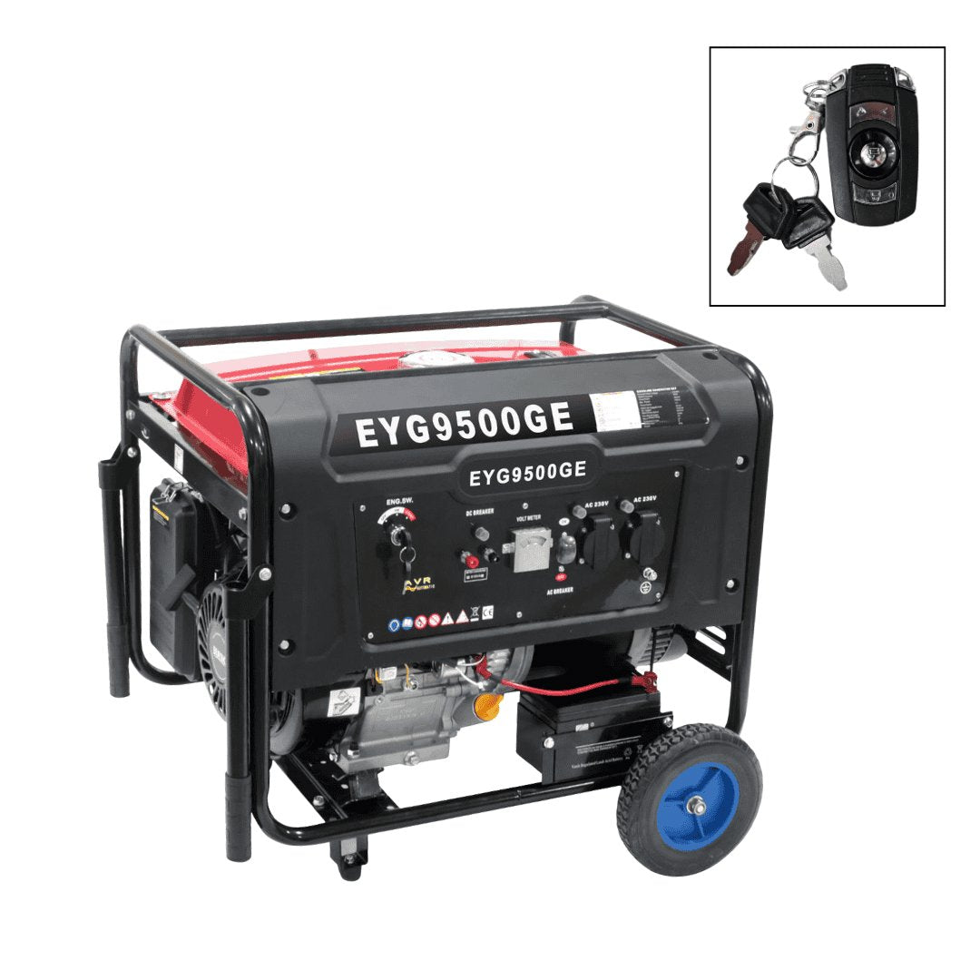 Gasoline Generator 8500W/8000W with Remote Start, AVR, Overload Protection & Electric Starter - BAS Kuwait Bab Al Saif Red EYG9500GE 