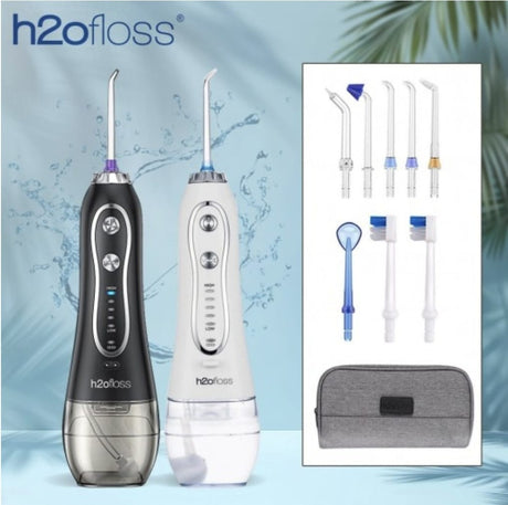H2OFloss teeth cleaning water floss oral care | USB Rechargeable electric water floss 300ML- BAS Kuwait Bab Al Saif White Standard 