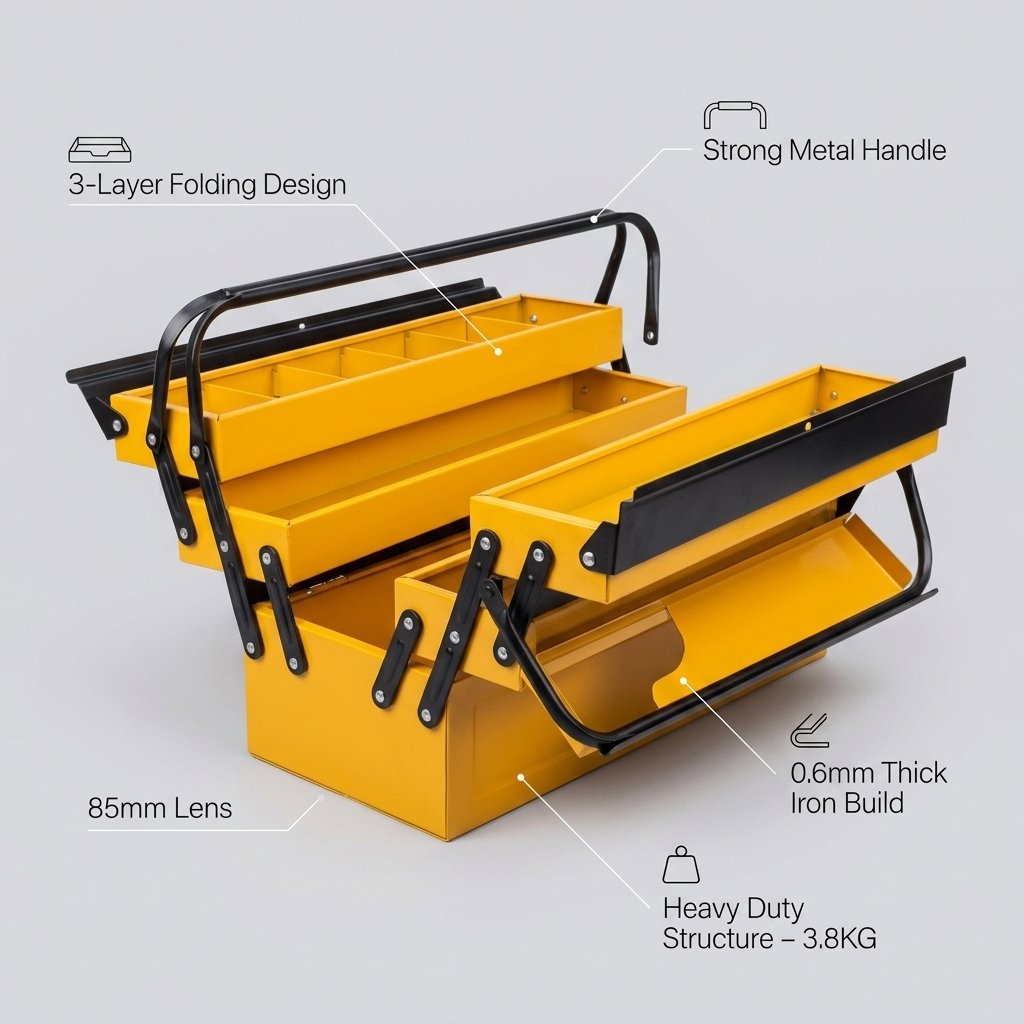 Heavy Duty Iron Tool Storage Box With 3 Layers DINGQI BRAND - BAS Kuwait Bab Al Saif 