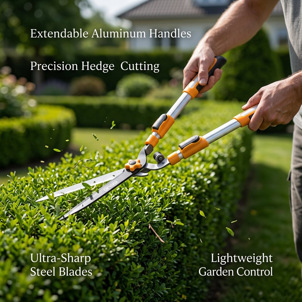 Hedge Shear 12" with telescopic Aluminum Handles Dingqi Brand - BAS Kuwait Bab Al Saif 