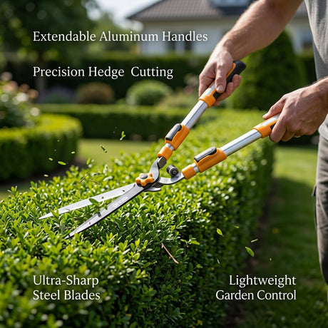 Hedge Shear 12" with telescopic Aluminum Handles Dingqi Brand - BAS Kuwait Bab Al Saif 