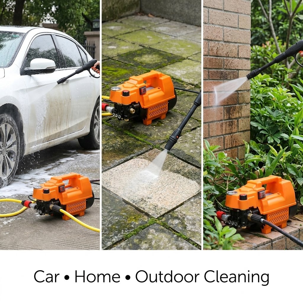 High Pressure Washer 1800W | Pure Copper Motor | Portable Vehicle Cleaning - BAS Kuwait Bab Al Saif 