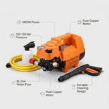 High Pressure Washer 1800W | Pure Copper Motor | Portable Vehicle Cleaning - BAS Kuwait Bab Al Saif 