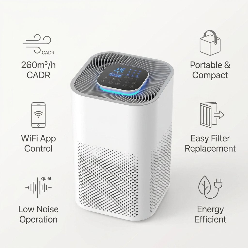 Home Air purifier Wifi App Controlled Low noise - BAS Kuwait Bab Al Saif 