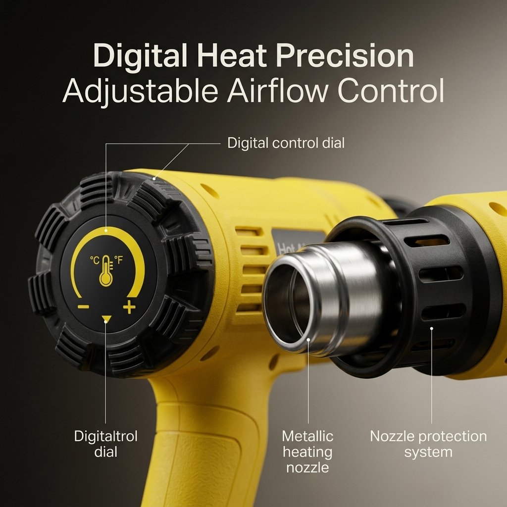 Hot Air Gun with Digital display Heat Gun Kit Heavy Duty 2000W Nozzle Protection - BAS Kuwait Bab Al Saif 