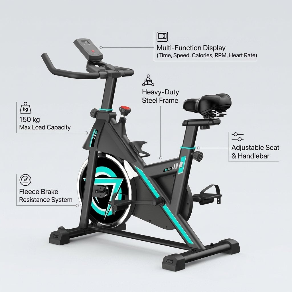 Indoor Cycling Exercise Bike – Commercial Spin Bike for Home Gym & Body Training - BAS Kuwait Bab Al Saif 