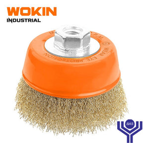 Industrial Cup Wire Brush with nut Wokin Brand - BAS Kuwait Bab Al Saif Standard 75Mm 