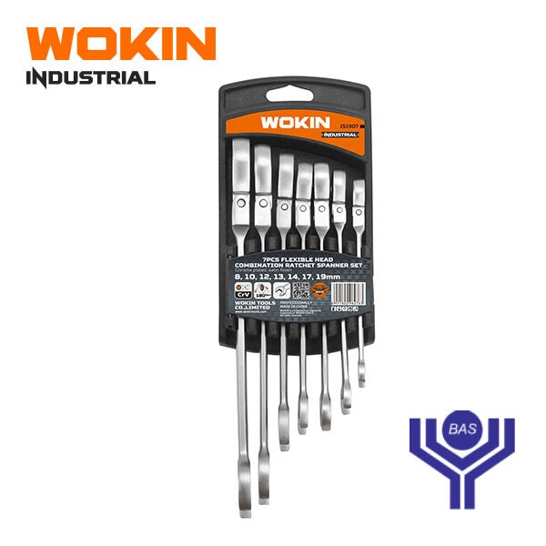 Industrial Flexible head combination Ratchet spanner ( 7PCS )Wokin Brand - BAS Kuwait Bab Al Saif Standard Standard 