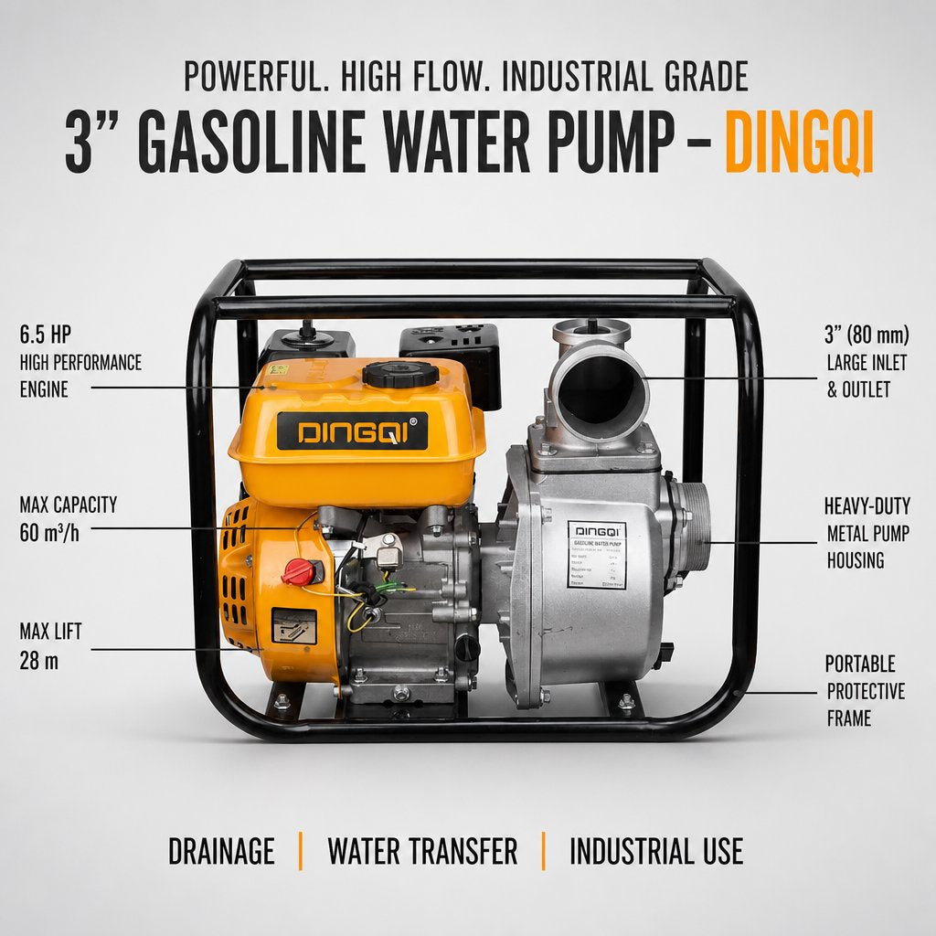 Industrial Gasoline Water Pump Machine 3" DINGQI BRAND - BAS Kuwait Bab Al Saif 