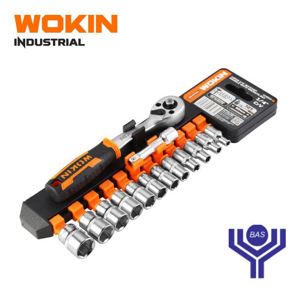 Industrial Ratchet handle 1/4" with sockets 4-14mm Wokin Brand - BAS Kuwait Bab Al Saif Standard 1/4" X Sockets (4-14Mm) 