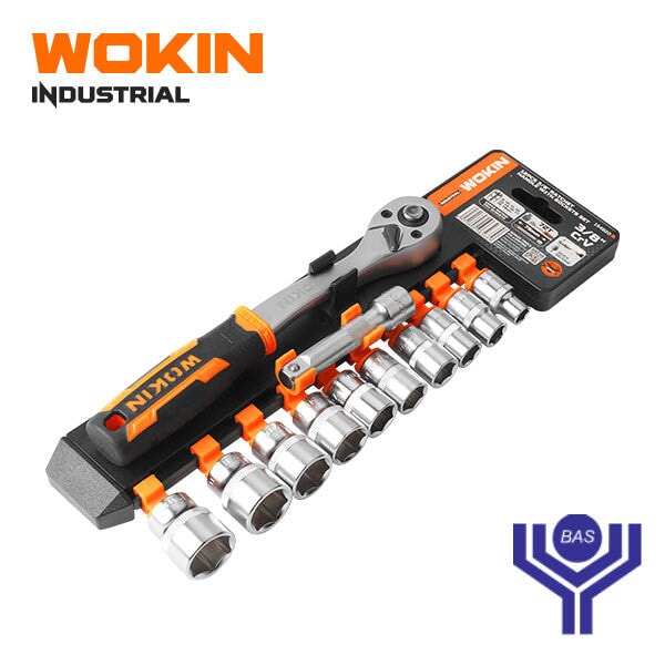 Industrial Ratchet handle 3/8" with sockets 8-19mm Wokin Brand - BAS Kuwait Bab Al Saif Standard 3/8" X Sockets (8-19Mm) 