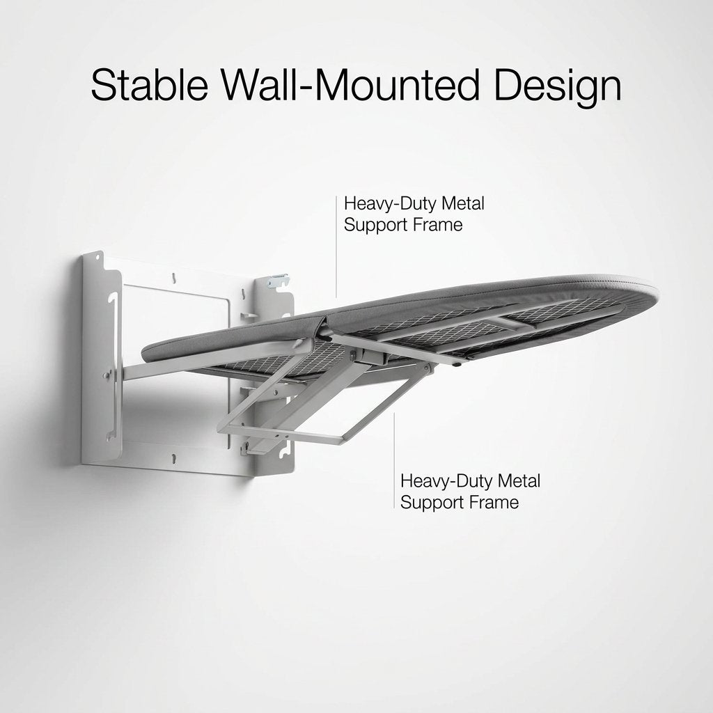 Iron Board Flexible -Wall-Mounted DOUBLE FOLDING 180° Swivel I Adjustable height - BAS Kuwait Bab Al Saif 