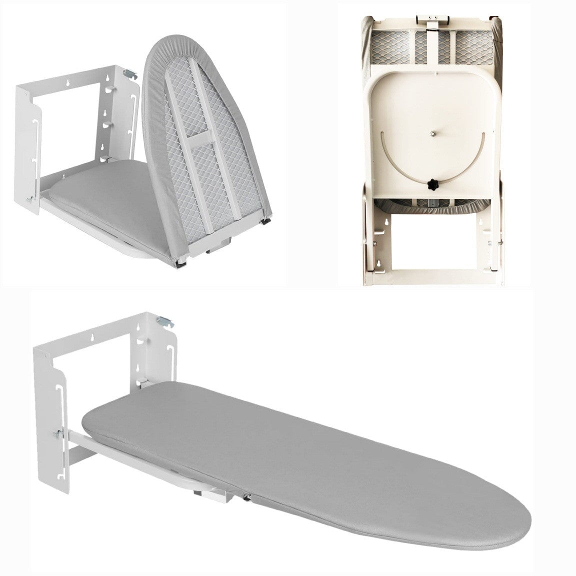 Iron Board Flexible -Wall-Mounted DOUBLE FOLDING 180° Swivel I Adjustable height - BAS Kuwait Bab Al Saif white Without Fitting 90 × 30 cm