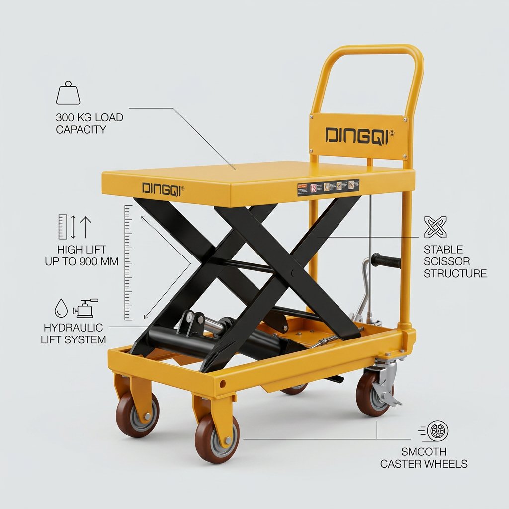 LIFTING TABLE CART High Quality High Lift 300Kg Industrial Use DINGQI BRAND - BAS Kuwait Bab Al Saif 