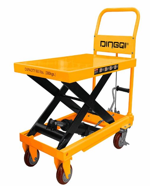 LIFTING TABLE CART High Quality High Lift 300Kg Industrial Use DINGQI BRAND - BAS Kuwait Bab Al Saif Yellow Standard 