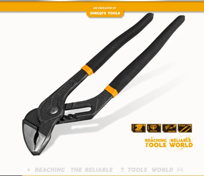 Locking Pliers PVC Adjustable Water Pump Pipe Crimper 10" DINGQI BRAND - BAS Kuwait Bab Al Saif Standard Standard 
