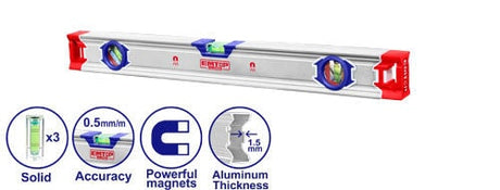 Magnetic Powerful Spirit Level EMTOP BRAND - BAS Kuwait Bab Al Saif Standard 40Cm 