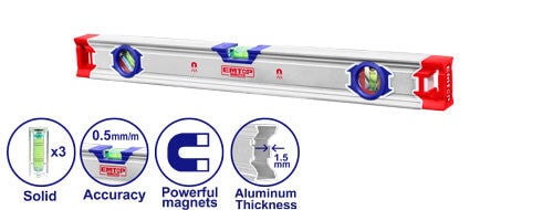 Magnetic Powerful Spirit Level EMTOP BRAND - BAS Kuwait Bab Al Saif Standard 40Cm 