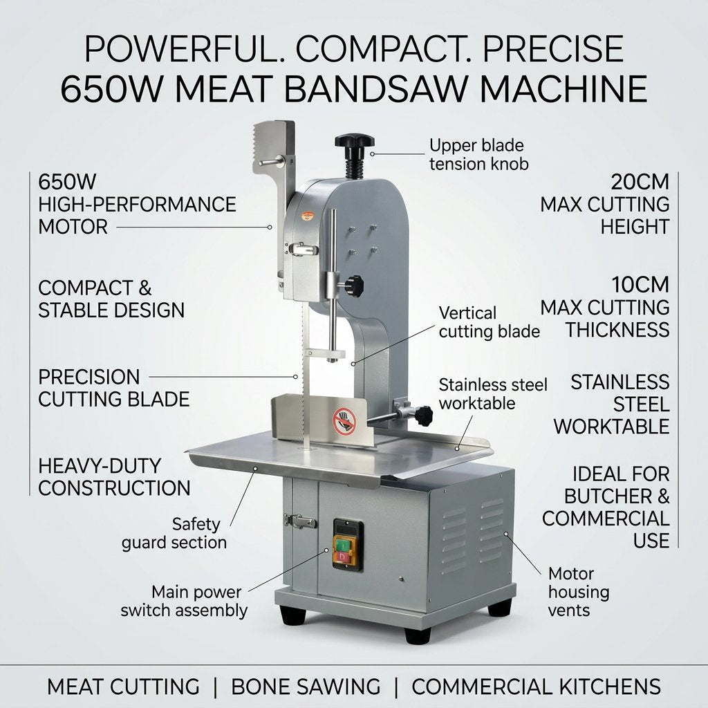 Meat Bandsaw Machine 650W I Bone saw Machine - BAS Kuwait Bab Al Saif 