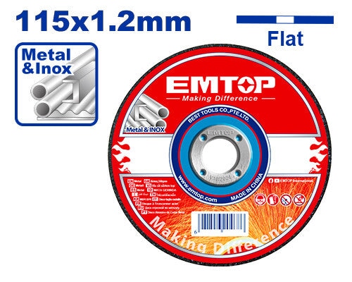 Metal Flat Cutting Disc Abrasive EMTOP BRAND - BAS Kuwait Bab Al Saif Standard 115Mm / 4.5" 
