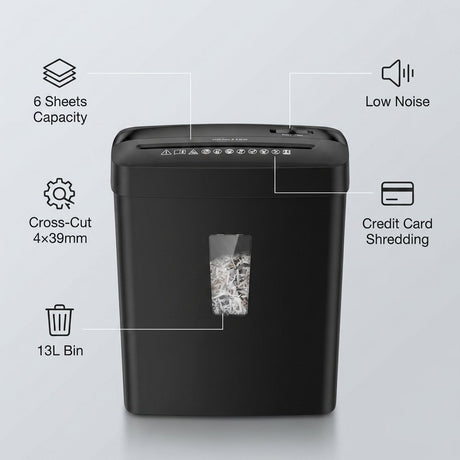 Mini cross cut paper shredder 6 sheets 13L Shredder machine - BAS Kuwait Bab Al Saif 