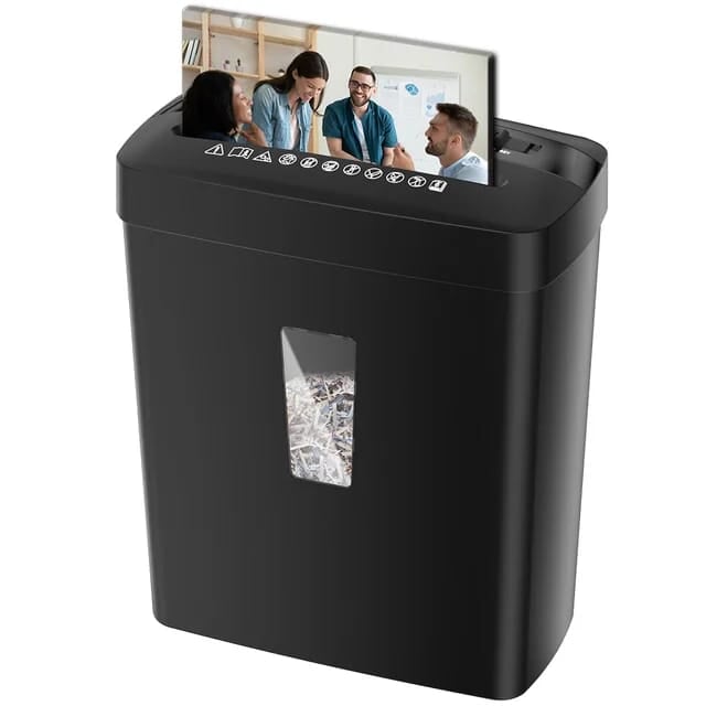 Mini cross cut paper shredder 6 sheets 13L Shredder machine - BAS Kuwait Bab Al Saif Black 13L 
