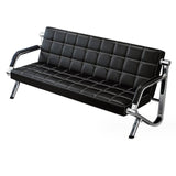 Modern Black Leather Chair & Sofa Stitched Set Reception Premium Finish – Office Chair & Lounge Furniture - BAS Kuwait Bab Al Saif Black 3 Seater 