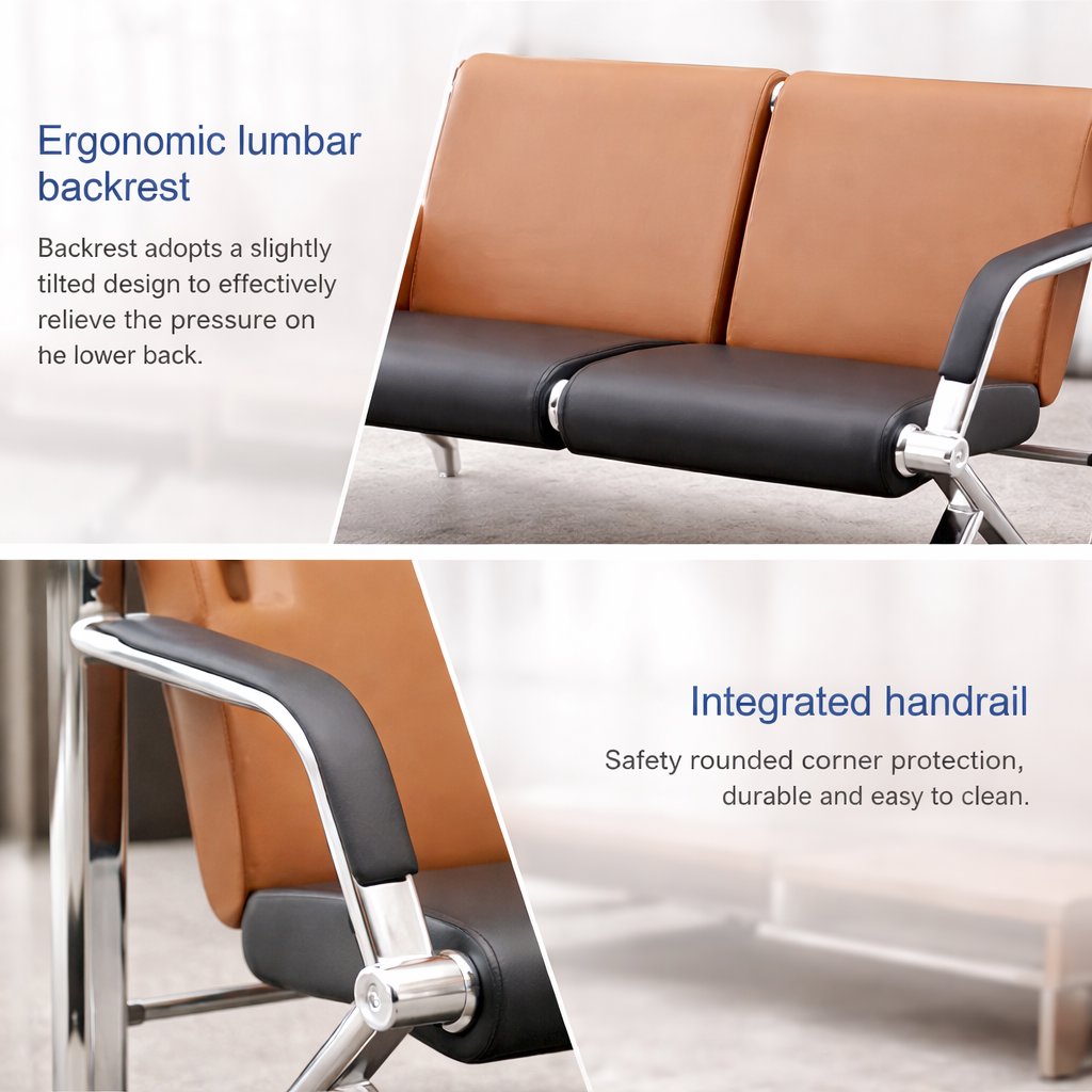 Modern Brown Leather Chair & Sofa Set Reception Premium Finish – Office Chair & Lounge Furniture - BAS Kuwait Bab Al Saif 