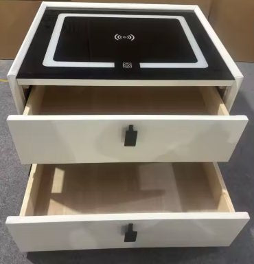 Modern Smart Bedside Table with Wireless Charging & Fingerprint Unlock - BAS Kuwait Bab Al Saif 