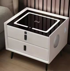 Modern Smart Bedside Table with Wireless Charging & Fingerprint Unlock - BAS Kuwait Bab Al Saif White 50×40×47 cm 