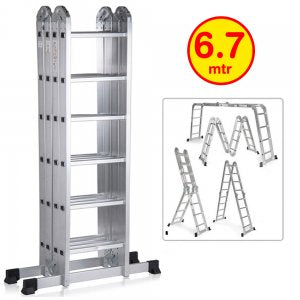 Multipurpose Aluminium Ladder Foldable design 24 Steps - BAS Kuwait Bab Al Saif Standard 24 Steps 