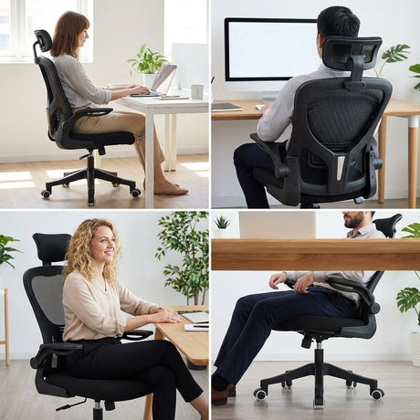 Office Chair Nylon Base Ergonomic with Adjustable Armrests, Headrest & Swivel Base – BAS Kuwait Bab Al Saif 