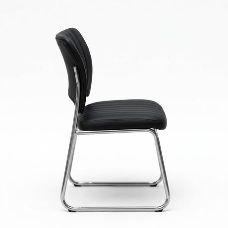 Office Chair Premium Stacking Chrome Conference Mid-Back Leather Design - BAS Kuwait Bab Al Saif 