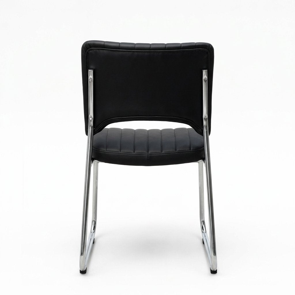Office Chair Premium Stacking Chrome Conference Mid-Back Leather Design - BAS Kuwait Bab Al Saif 