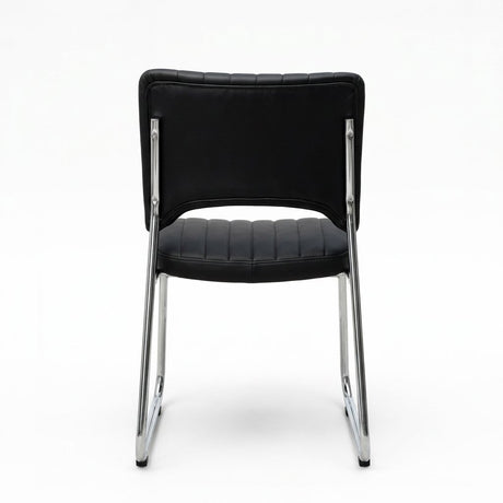 Office Chair Premium Stacking Chrome Conference Mid-Back Leather Design - BAS Kuwait Bab Al Saif 