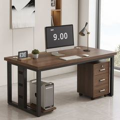Office Table Desk With Three Drawer Cabinet Modern Executive Wooden & Computer for Home Or Office Use - BAS Kuwait
