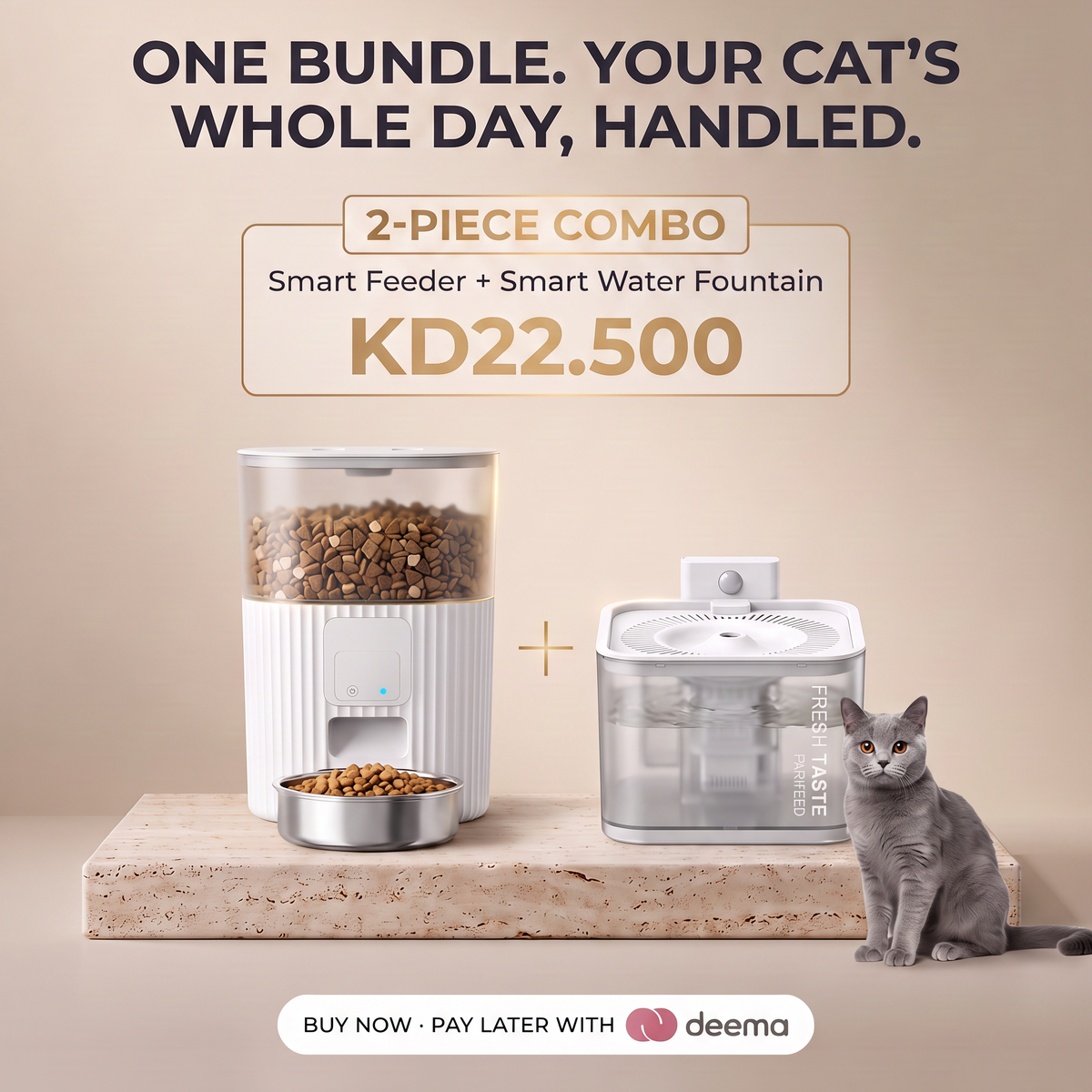 Pet Bundle - Smart Fountain + Smart Feeder - BAS Kuwait