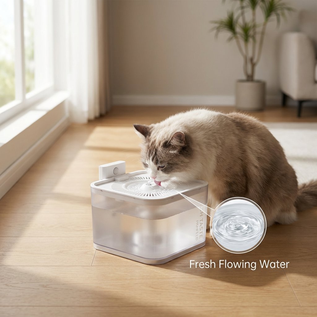 PAPIFEED Smart water fountain for Pet cats Dogs filter anti spill water bowl Hygienic Pets 2.5 Liter - BAS Kuwait Bab Al Saif 
