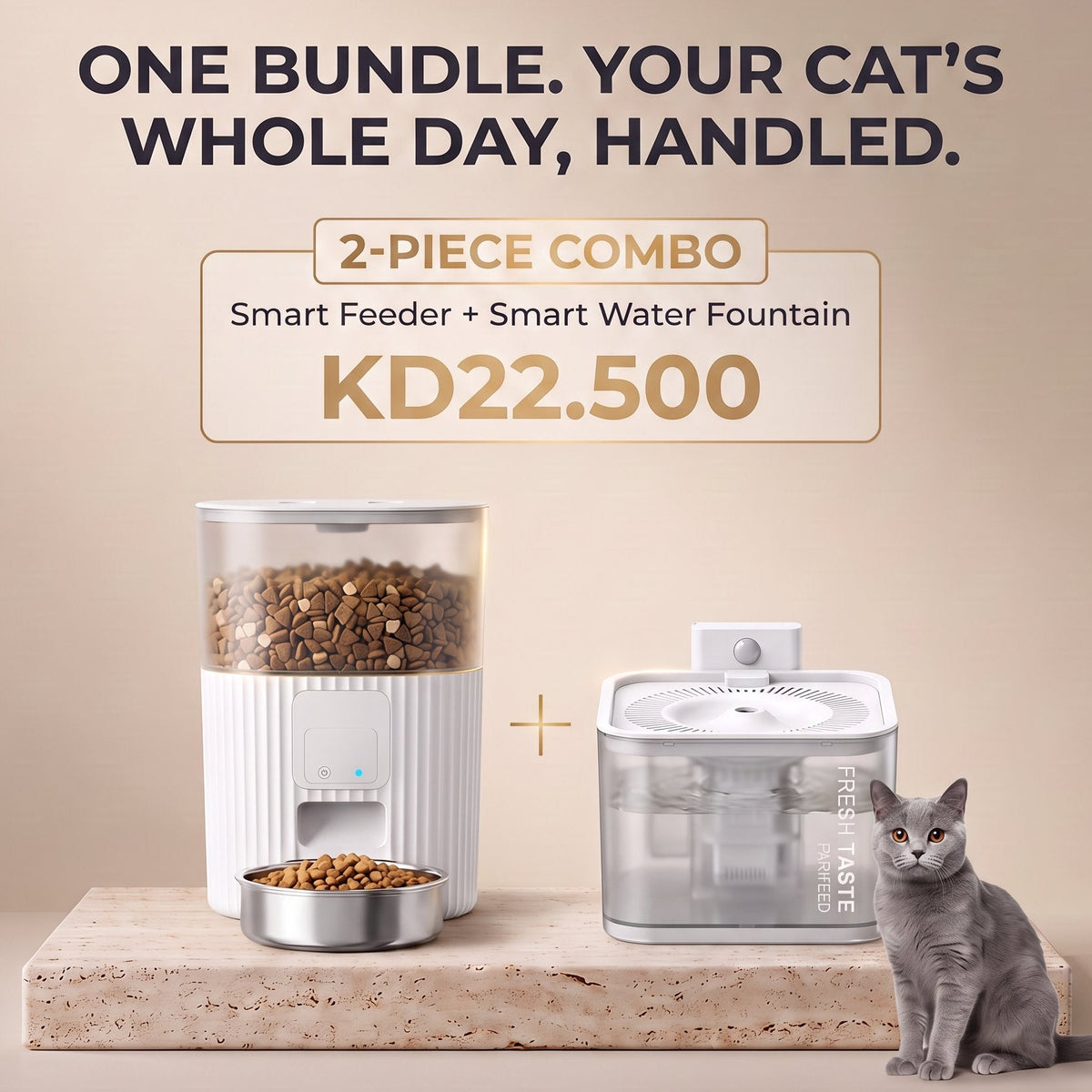 Pet Bundle - Smart Fountain + Smart Feeder - BAS Kuwait Bab Al Saif 