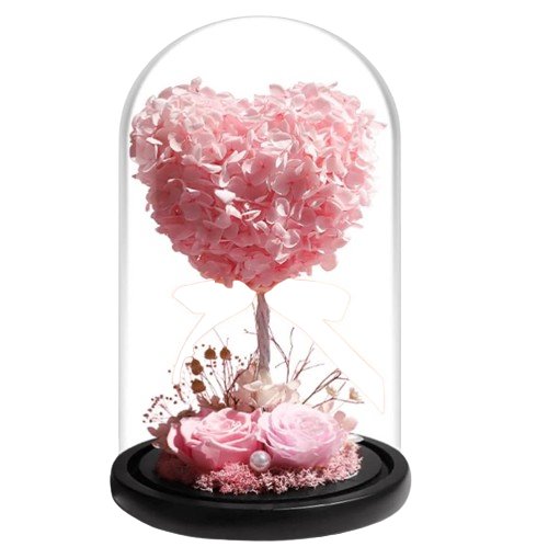 Preserved Flower Heart Shaped Tree Premium Gift I Gifts for her I Forever Eternal Roses - BAS Kuwait Bab Al Saif Pink Standard 