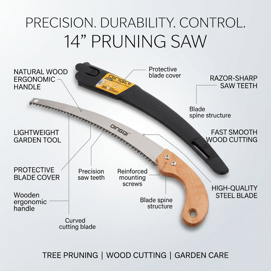 Pruning Saw With Wood Handle 14" Dingqi brand - BAS kuwait Bab Al Saif 